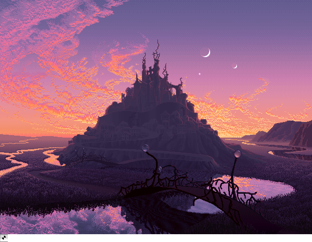 Mountain Fortress  Dusk, an IBM Compatibles Animation by Mark J. Ferrari