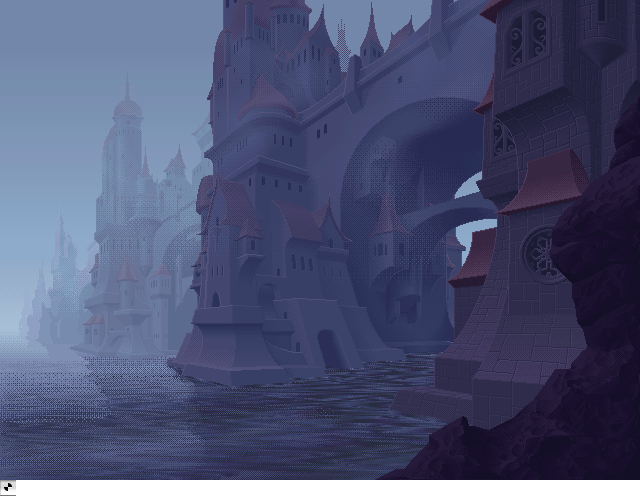 Water City Gates  Fog, an IBM Compatibles Animation by Mark J. Ferrari