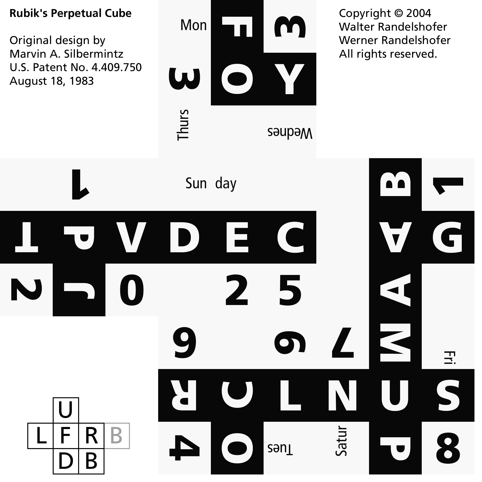 Virtual Cubes Rubik's Cube | Calendar Cubes | American Calendar Cube