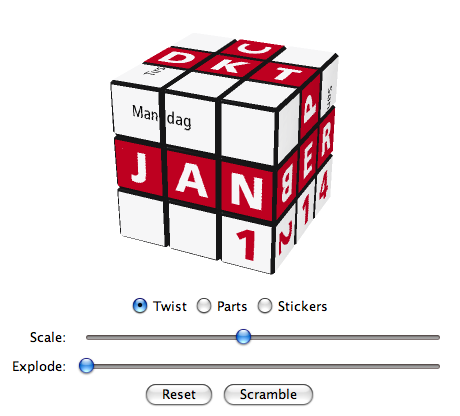 Virtual Cubes Rubik's Cube | Calendar Cubes | Danish Calendar Cube