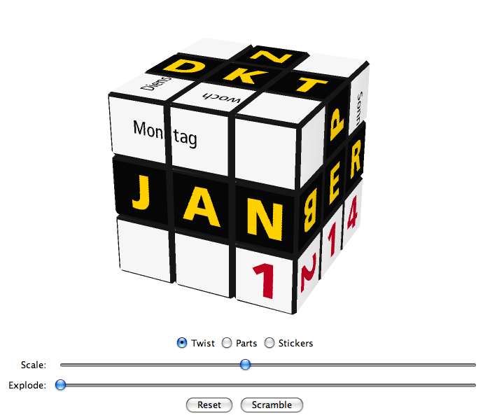 German Calendar Cube