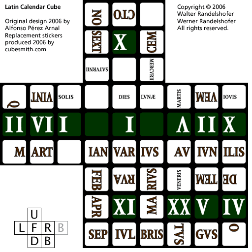 Latin Calendar Cube
